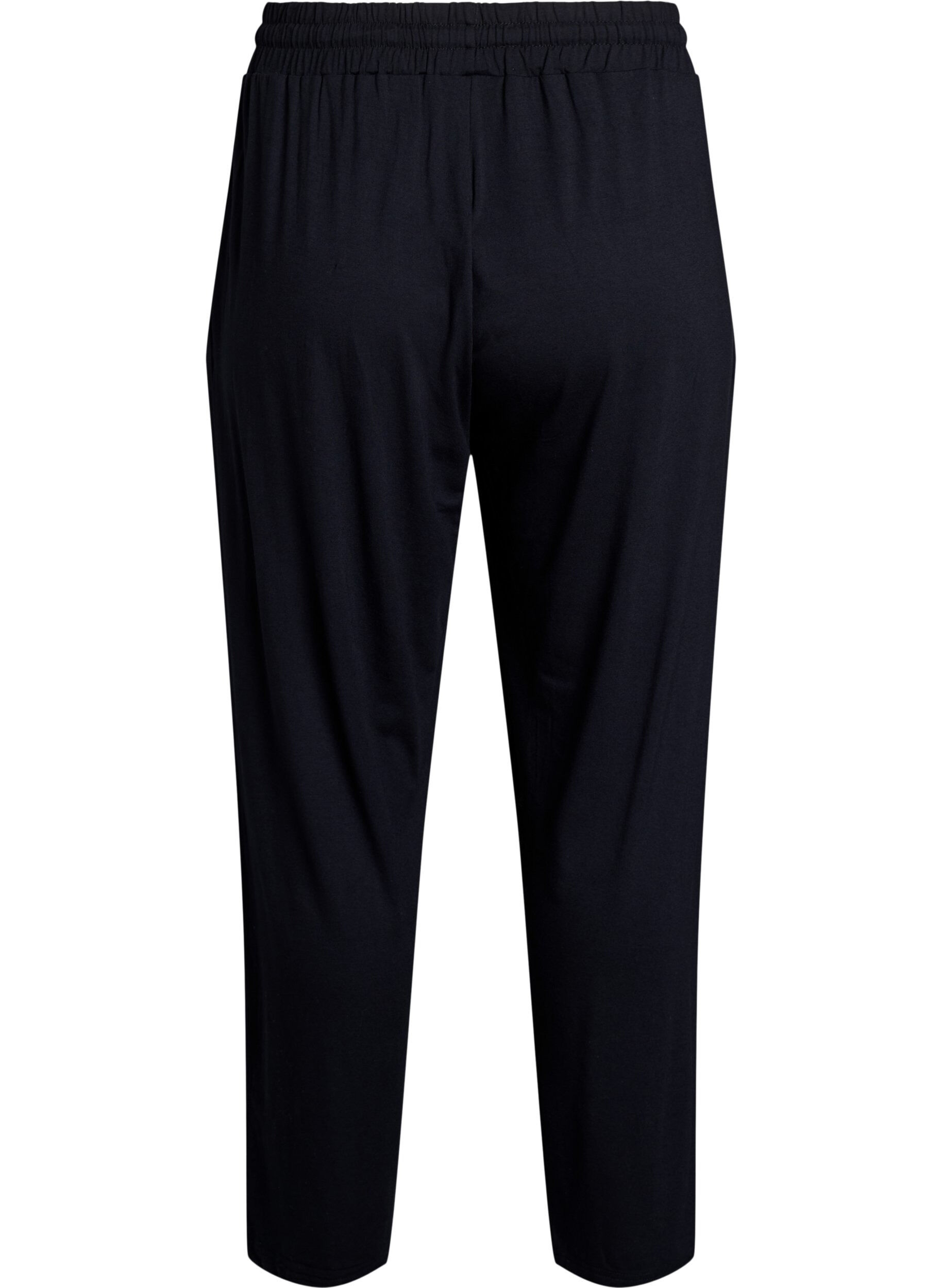 ZizziLosse nachtbroek in viscose jersey met zakken, Zwart, Packshot image number 1