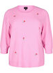 Gebreide blouse met bloemen en 3/4 mouwen, Begonia Pink Mel., Packshot image number 0
