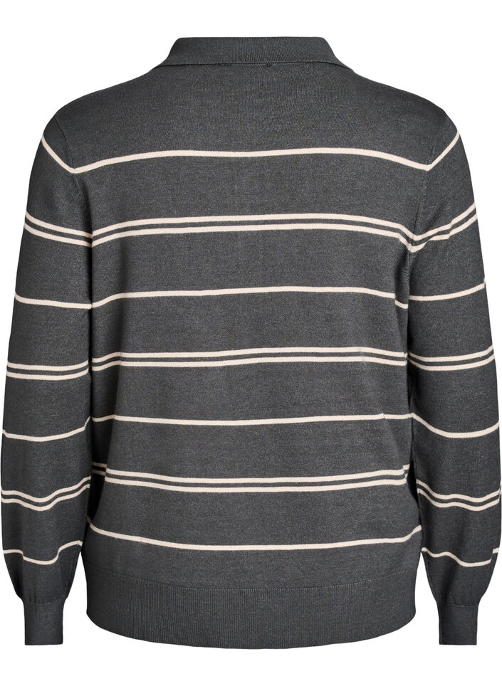 Strik blouse met kraag, Groen, Packshot image number 1