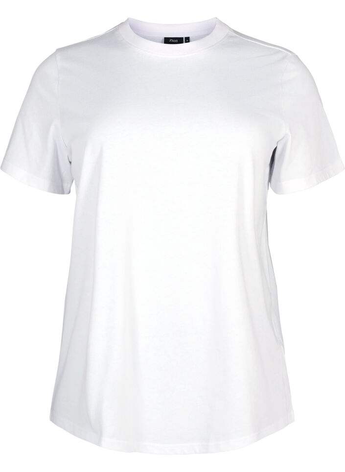 Basic katoenen T-shirt met ronde hals, Wit, Packshot image number 0