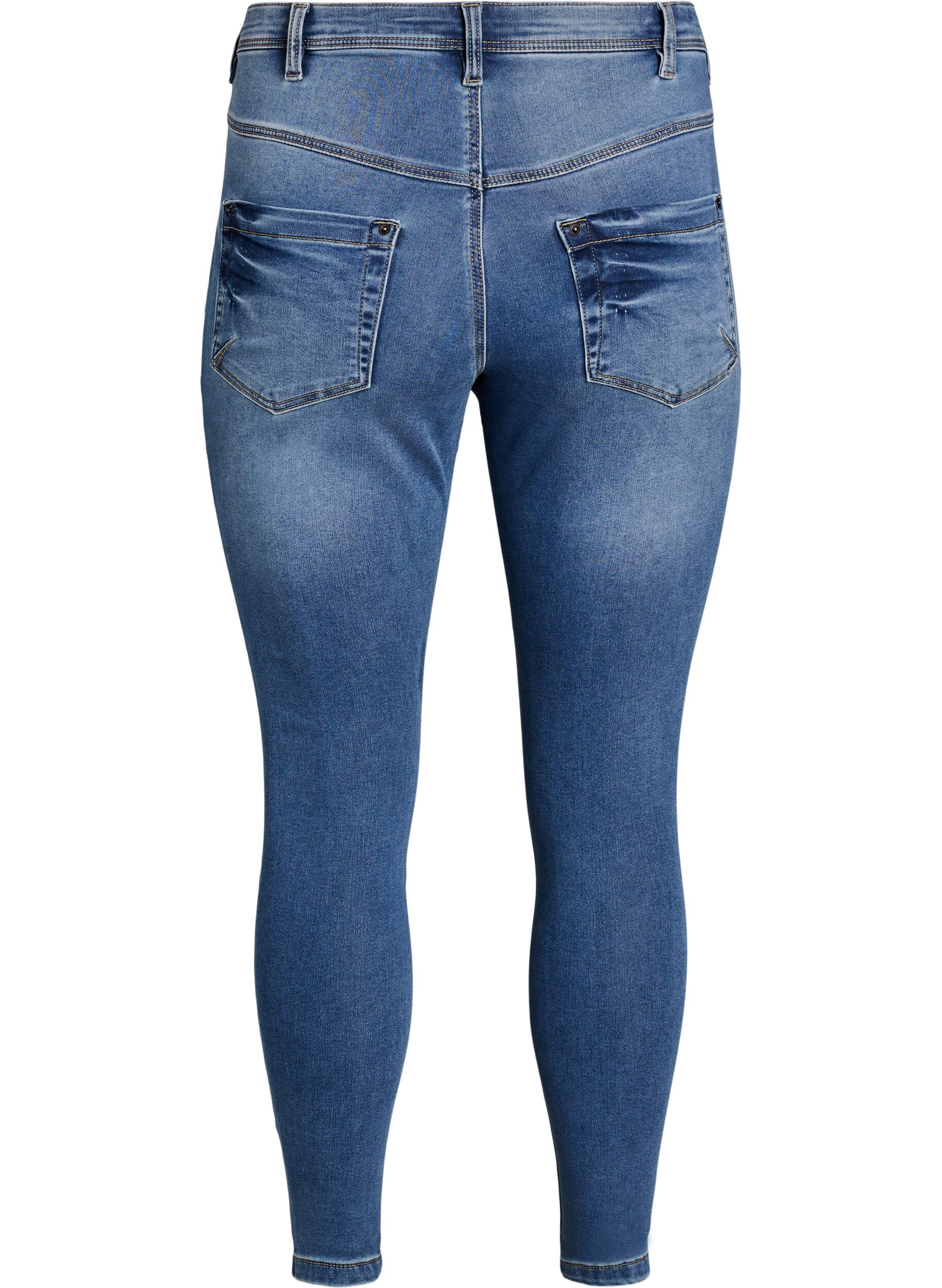 ZizziGecropte Amy jeans met ritssluiting details, Blauw, Packshot image number 1
