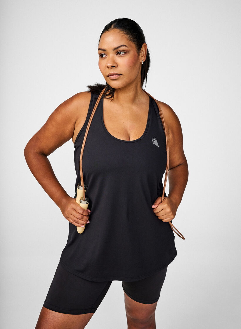 Sporttop met kruisband op de rug, Black, Image