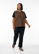 Gebreid vest met geribbelde randen, Bruin, Model image number 1