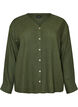 Blouse in linnen en viscose met V-hals, Groen, Packshot image number 0