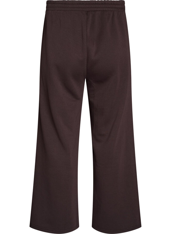 Sweatpants met hoge taille en wijde pijpen, Bruin, Packshot image number 1