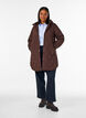 Halflange gewatteerde jas met een capuchon, Bruin, Model image number 1
