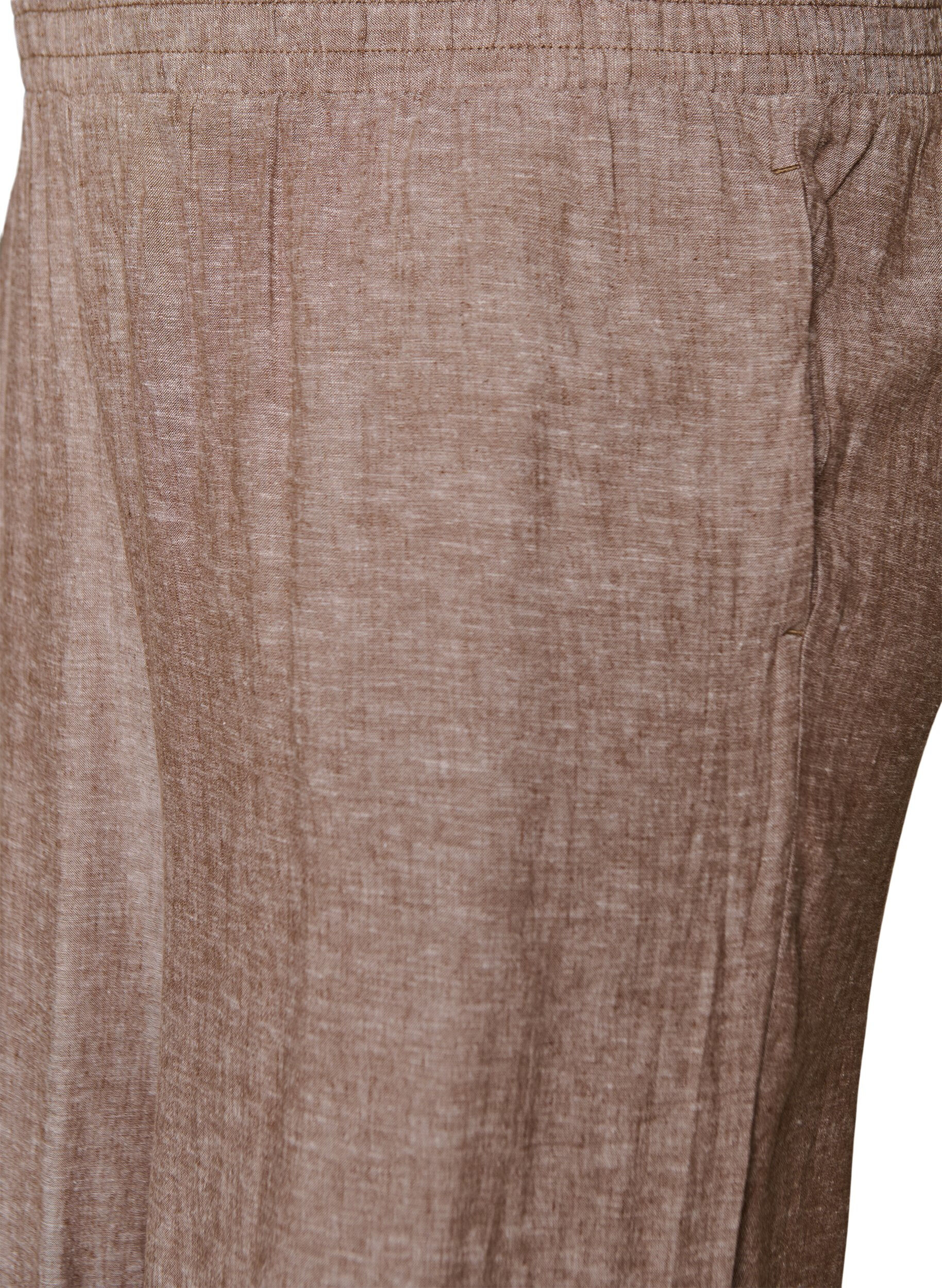 ZizziWijde linnen en viscose broek, Bruin, Packshot image number 2
