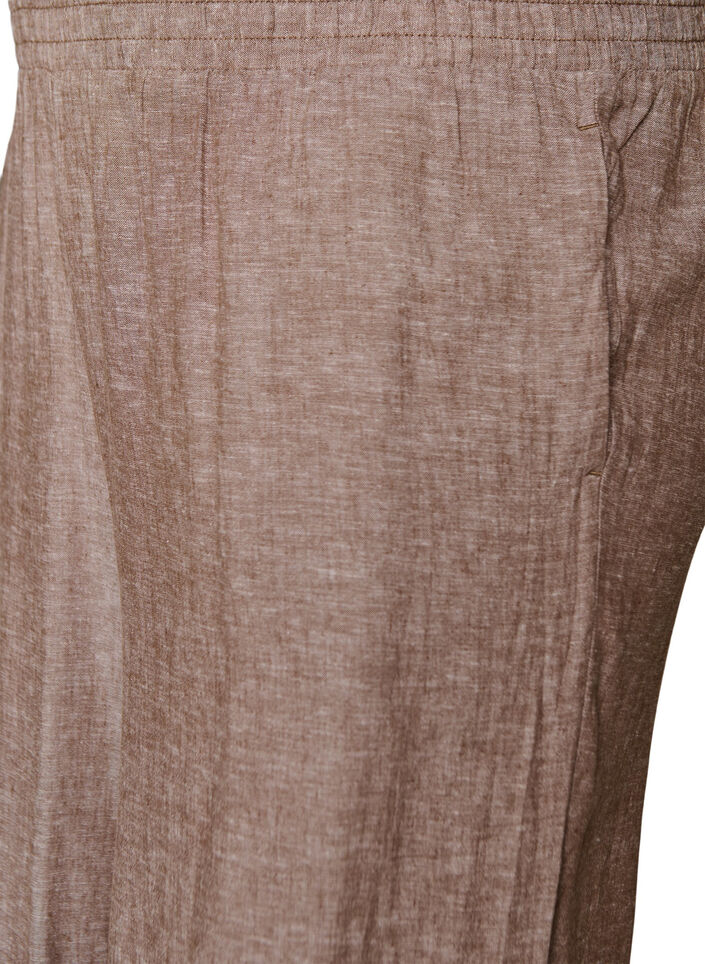 Wijde linnen en viscose broek, Bruin, Packshot image number 2