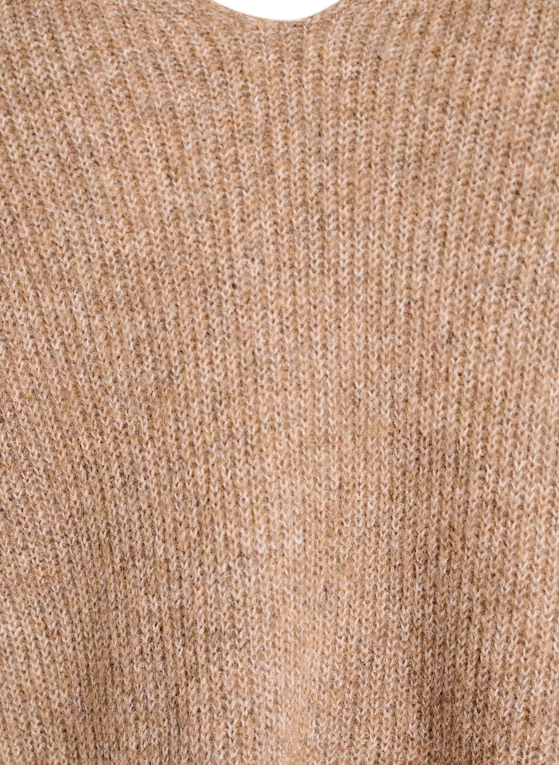 ZizziGebreide blouse met V-hals en raglanmouwen, Bruin, Packshot image number 2