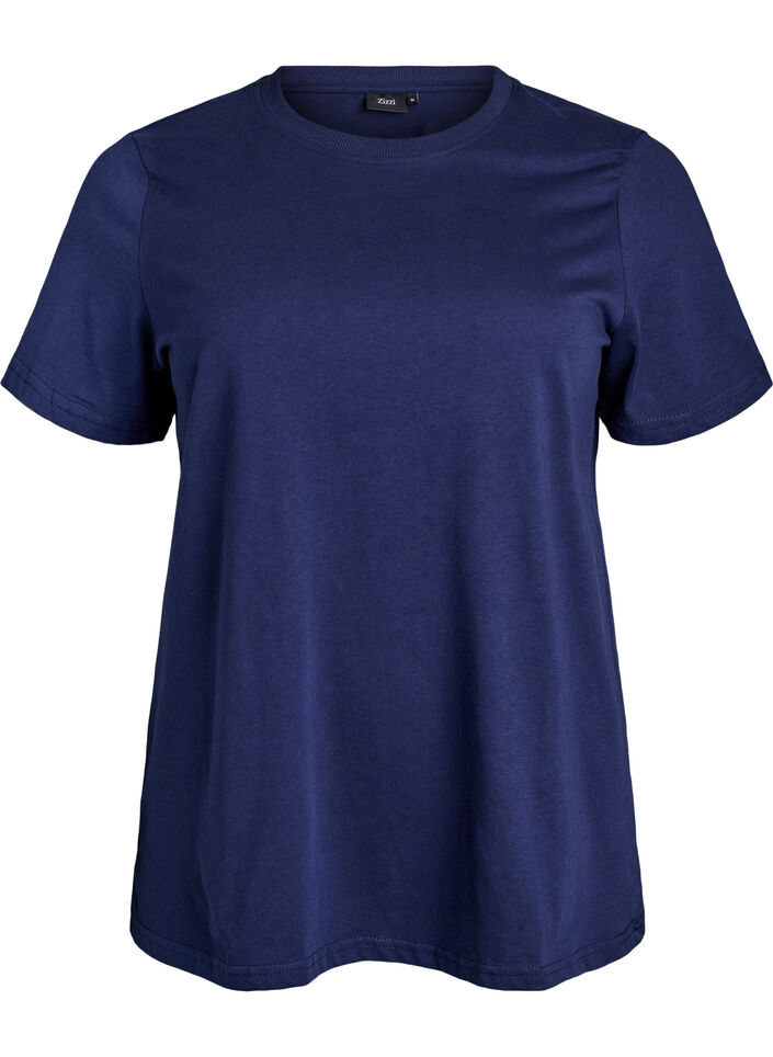 Basic katoenen T-shirt met ronde hals, Blauw, Packshot image number 0