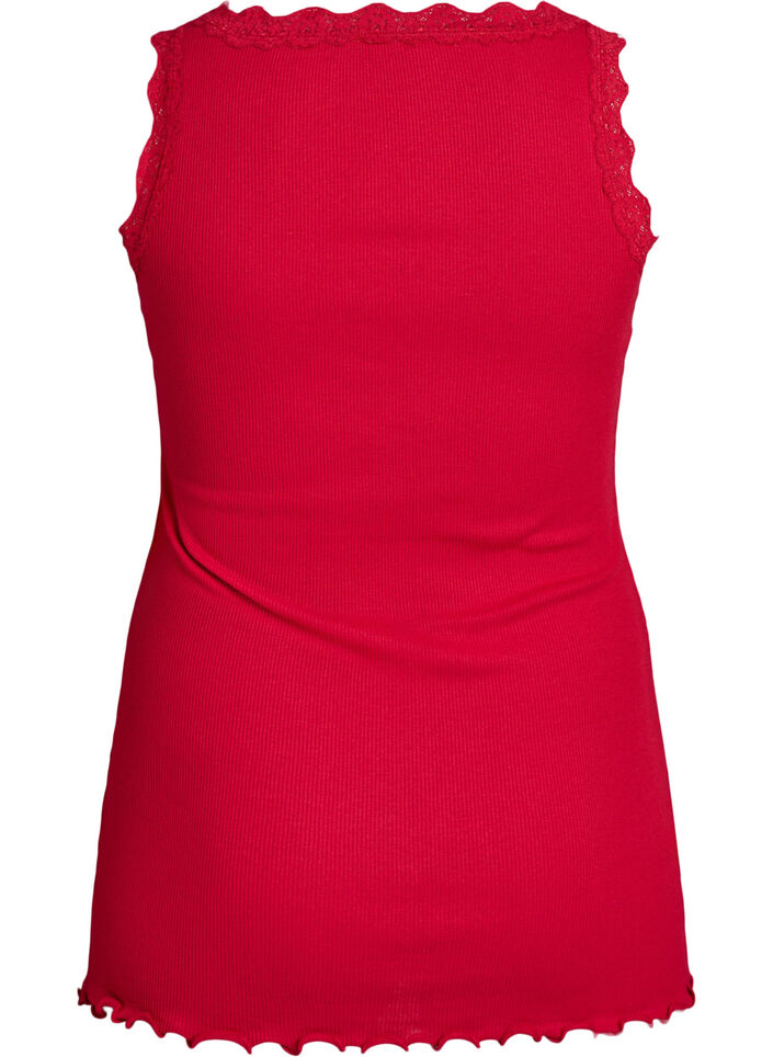 Top met kanten afwerking, Rood, Packshot image number 1