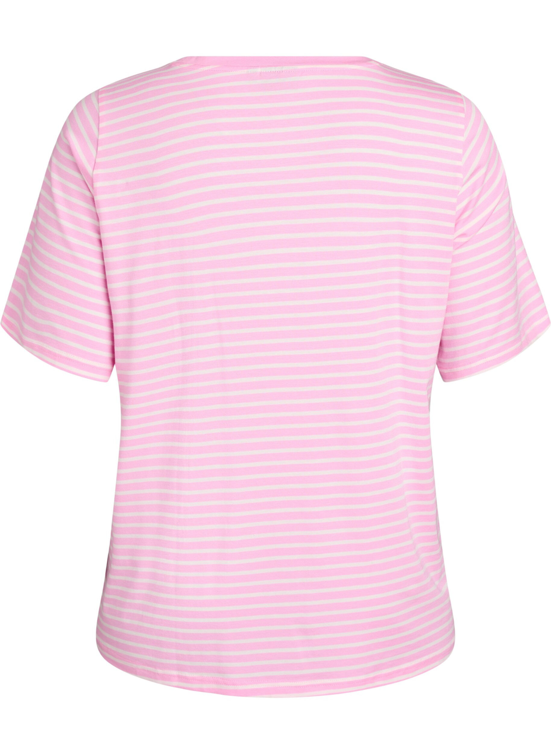 Zizzi T-shirt en TENCEL&trade; Lyocell &agrave; rayures, Rose, Packshot image number 1