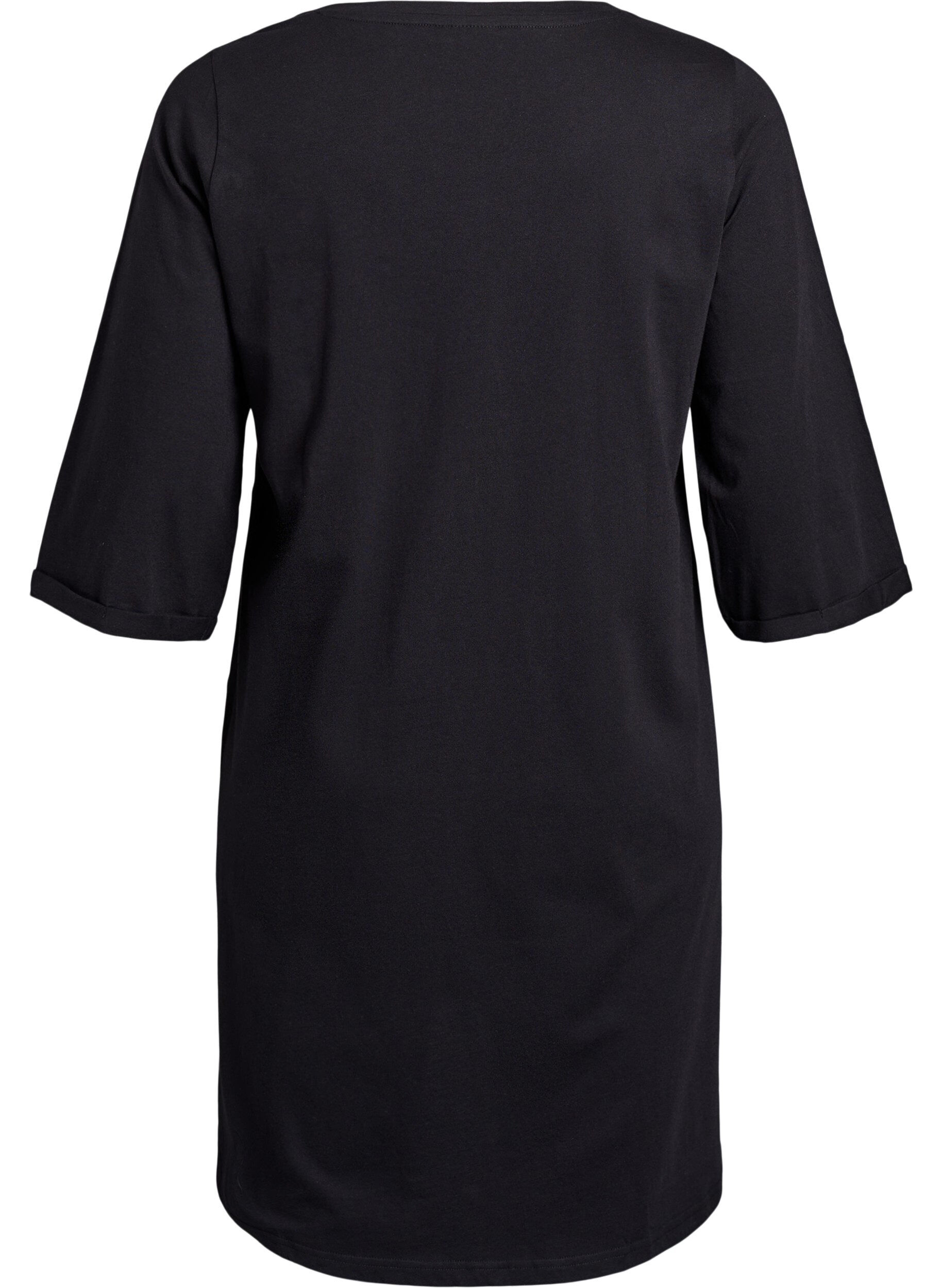 Zizzi Chemise de nuit en coton bio &agrave; motif de No&euml;l, Noir, Packshot image number 1