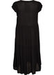 Midi jurk van viscose met ruches mouwen, Zwart, Packshot image number 1