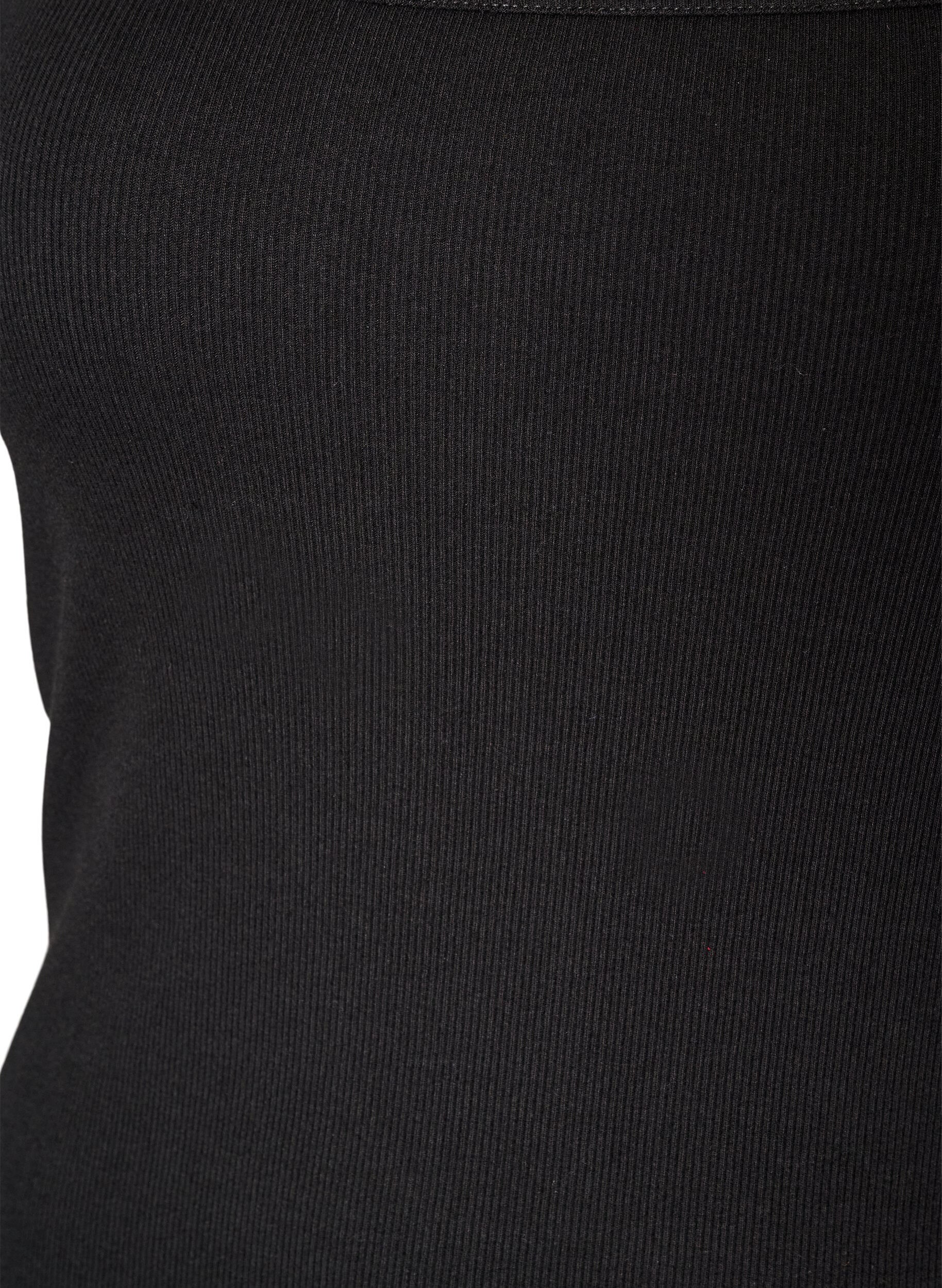 ZizziRib top met vierkante halslijn, Zwart, Packshot image number 2
