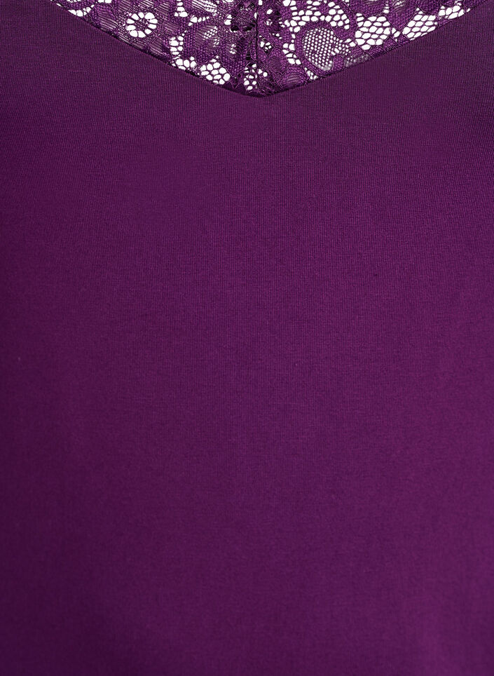 Viscose top met kanten rand, Paars, Packshot image number 2