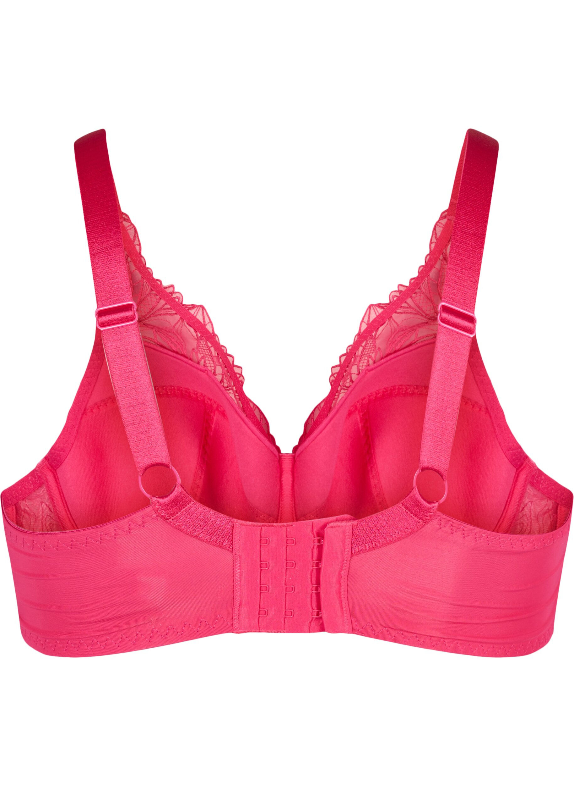 ZizziGevoerde kanten beha met beugel, Roze, Packshot image number 1