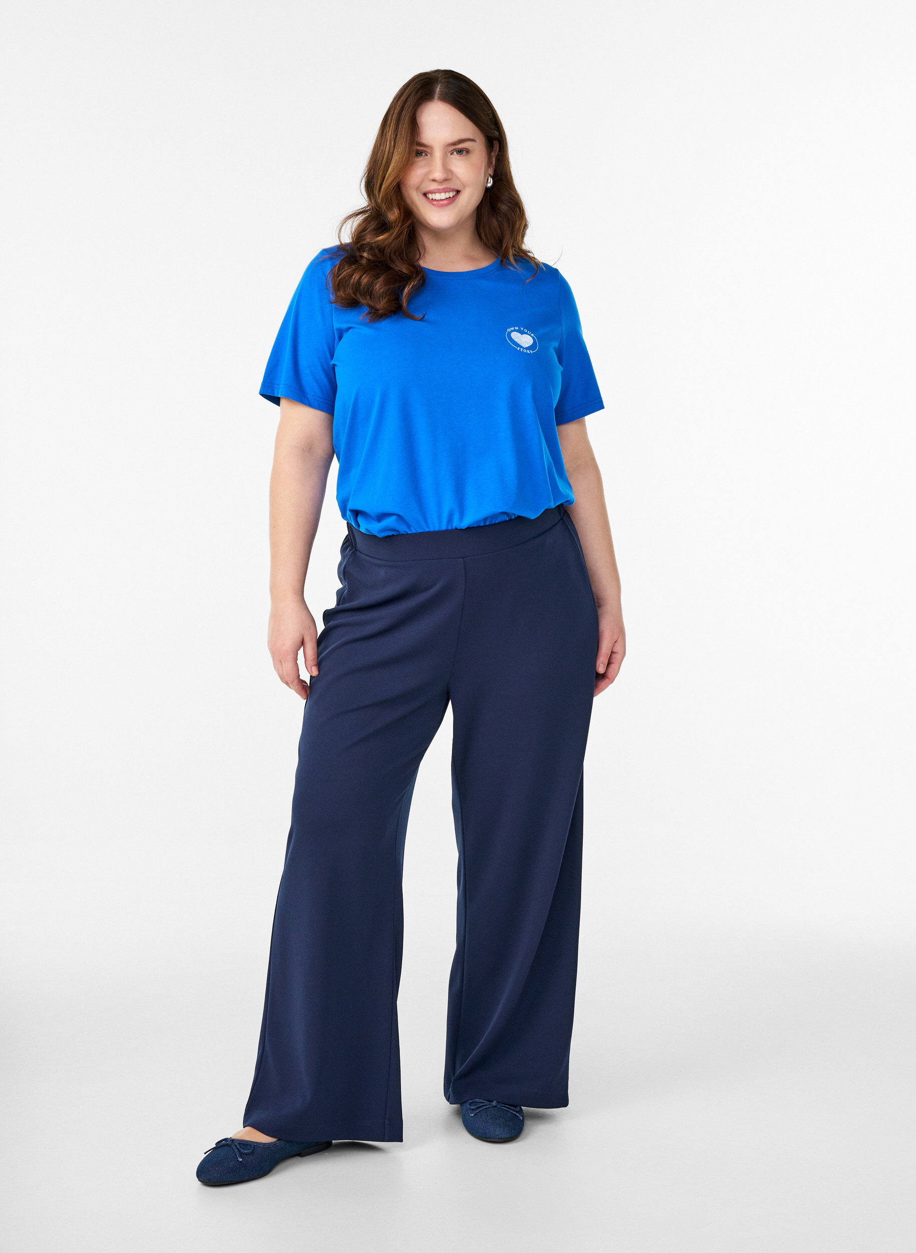 ZizziFLASH - Broek met wijde pijpen, Blauw, Model image number 0