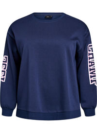 Sweatshirt met statementprint op de mouwen en achterkant, Blauw Sweatshirt met statementprint op de mouwen en achterkant