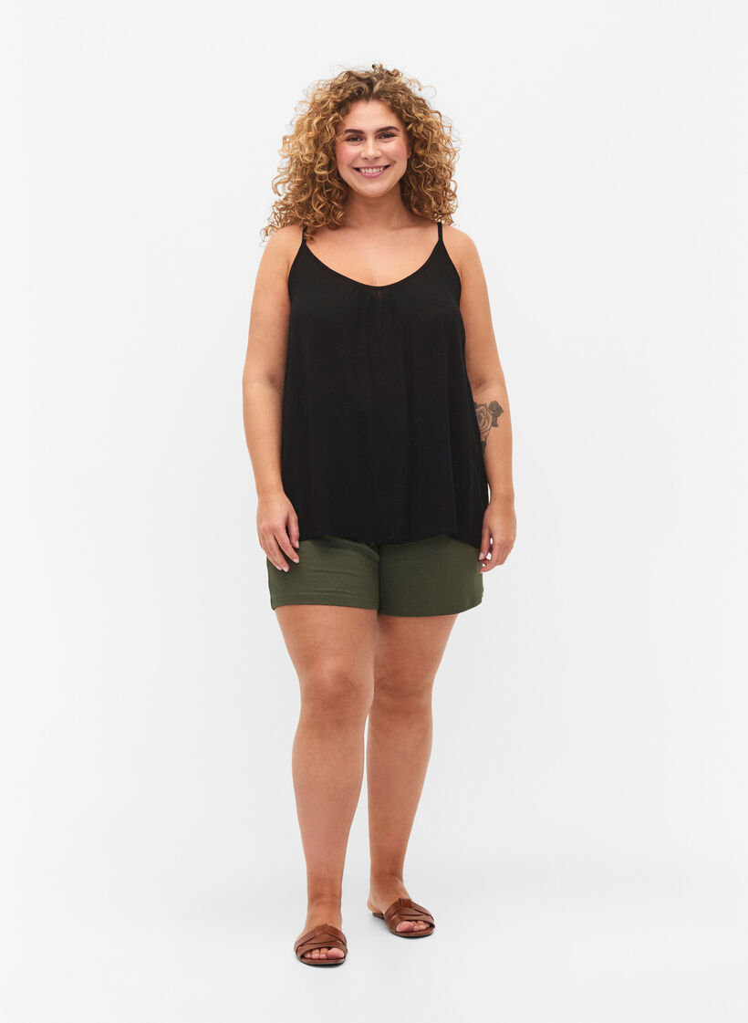 Strap top in viscose, Zwart, Model image number 1