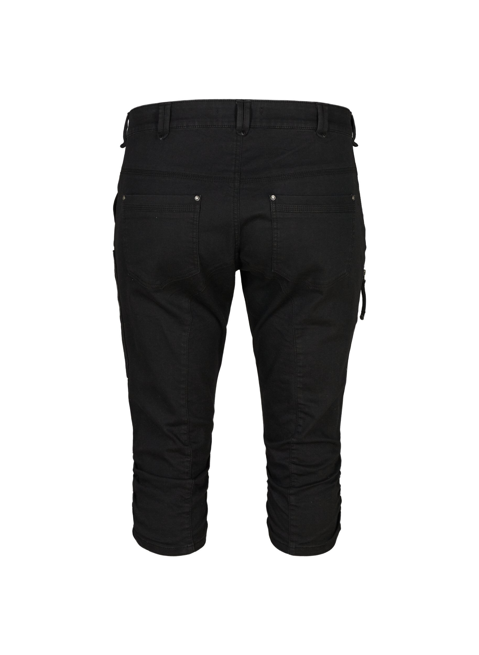 ZizziSlim fit capri jeans met zakken, Zwart, Packshot image number 1
