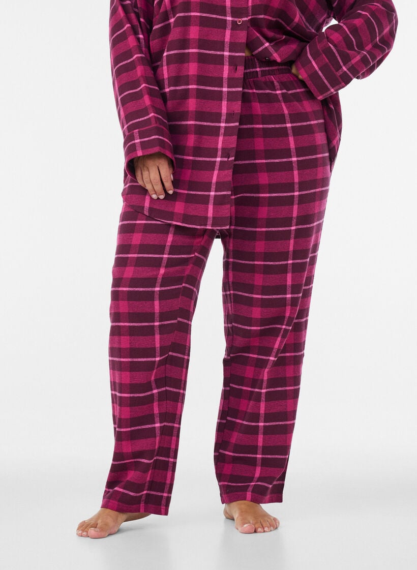 Geruite katoenen pyjamabroek, Rood, Model image number 2