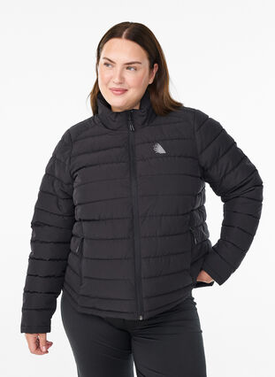 ZizziSportieve gewatteerde jas met hoge kraag en zakken, Black, Model image number 0