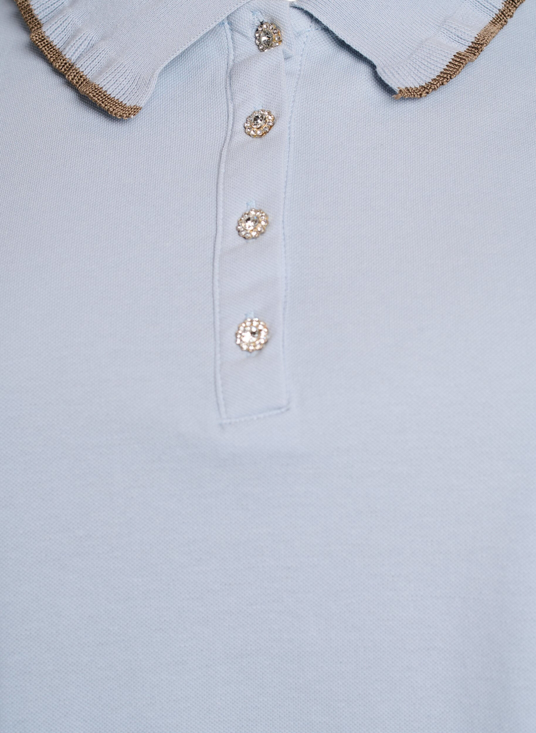 ZizziPolo shirt met strass knopen en ruches., Blauw, Packshot image number 2