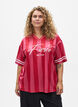Sporty T-shirt met ruiten en tekstprint, Rood, Model image number 0