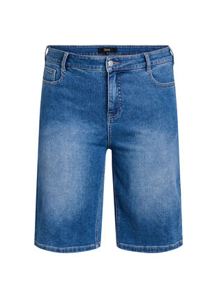 ZizziHigh waist denim Bermuda shorts, Blauw, Packshot image number 0