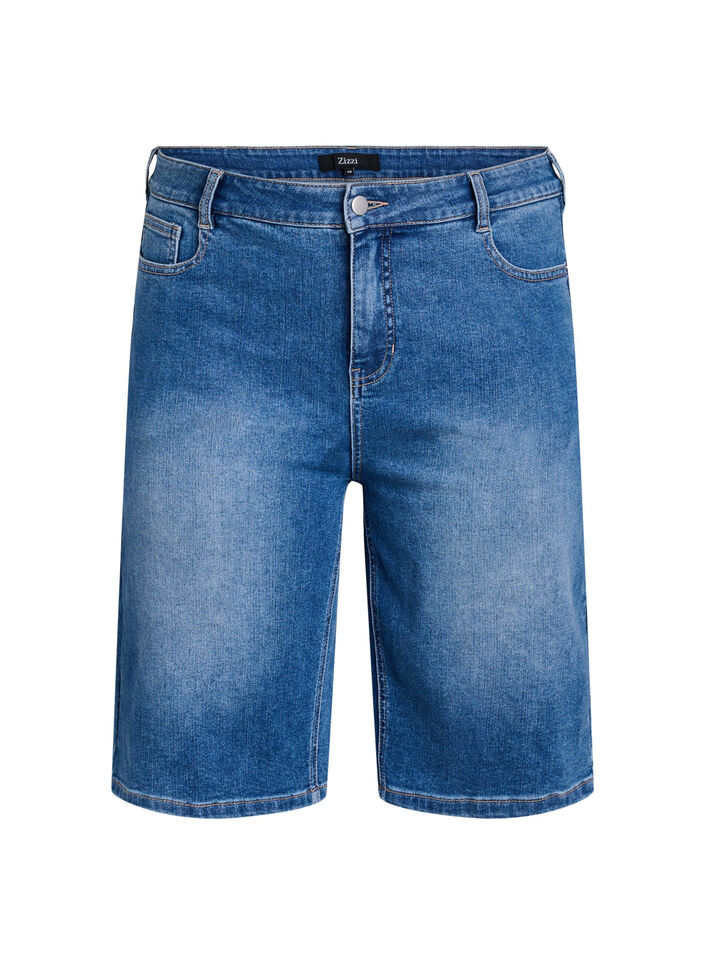 High waist denim Bermuda shorts, Blauw, Packshot image number 0