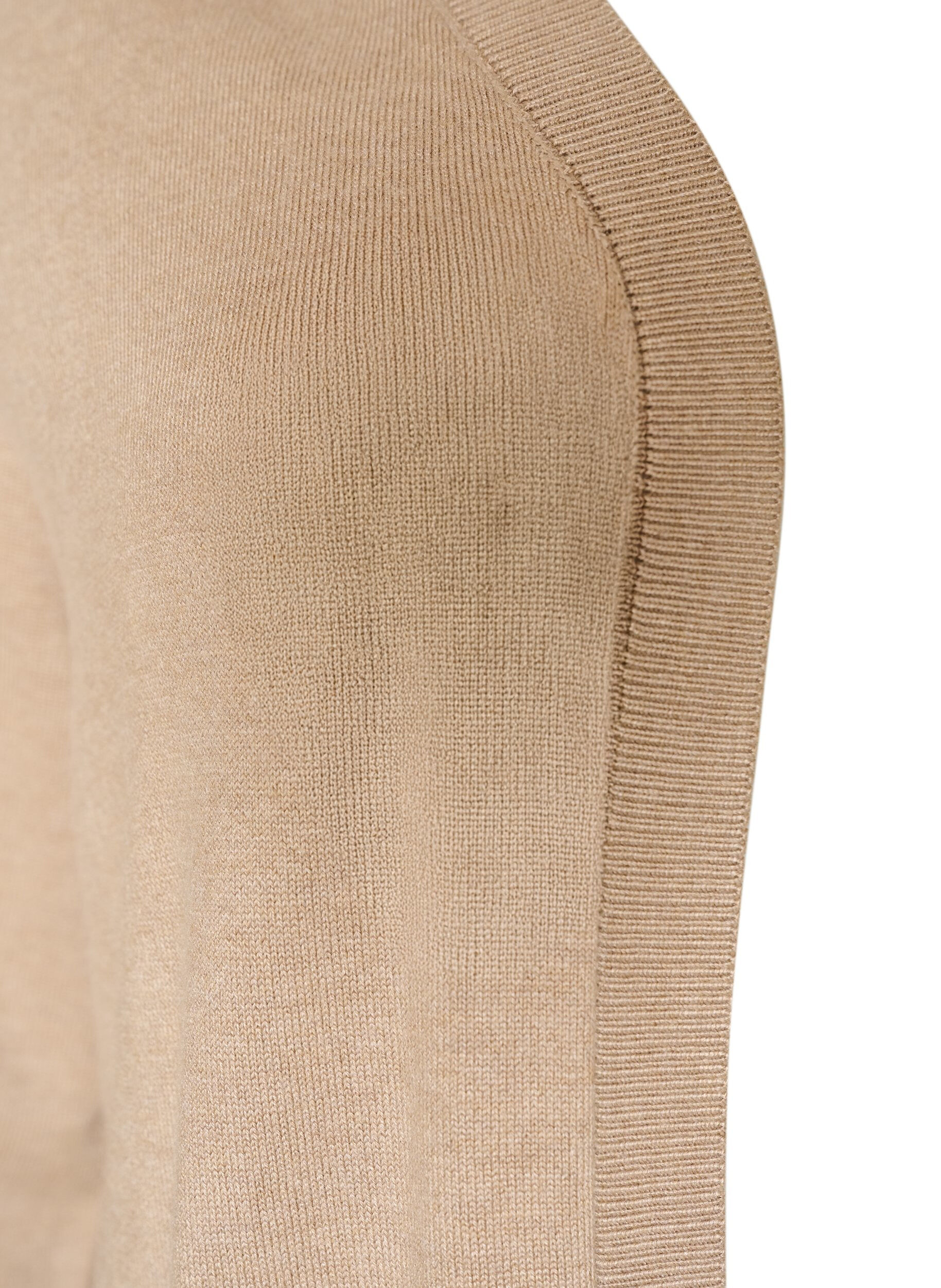 ZizziLang gebreid vest in viscosemix, Beige, Packshot image number 2