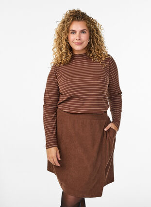 ZizziKorte rok van corduroy, Fondue Fudge, Model image number 0