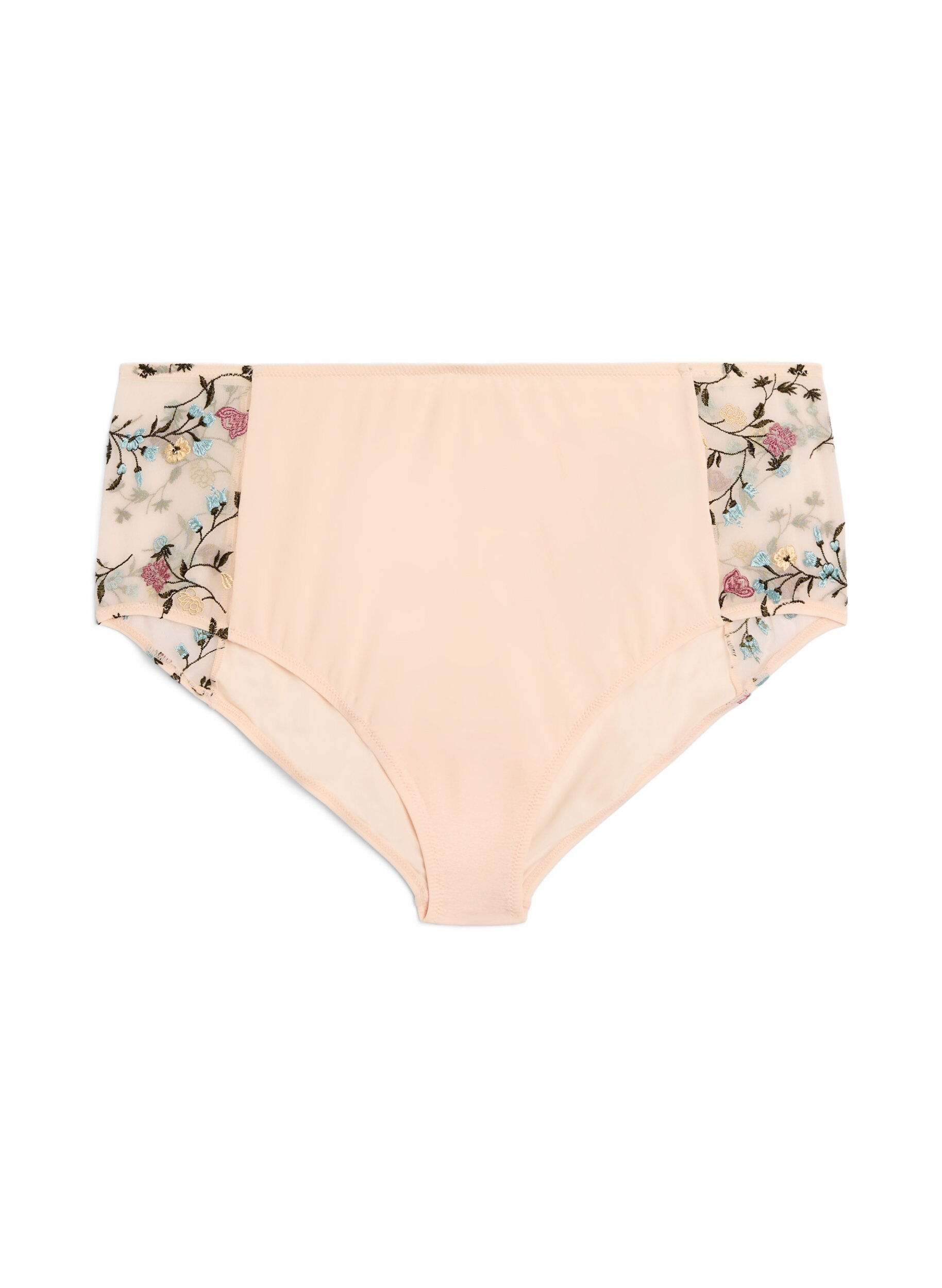 Microvezel panties met geborduurde bloemen details
