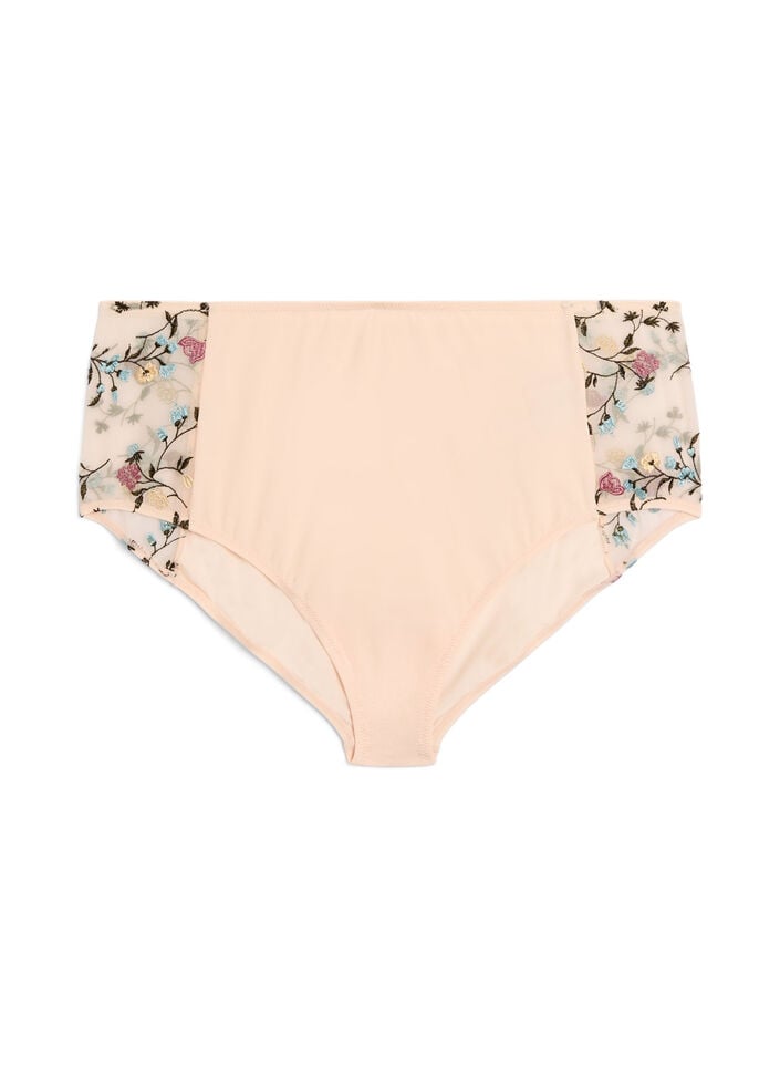 Microvezel panties met geborduurde bloemen details, Roze, Packshot image number 0