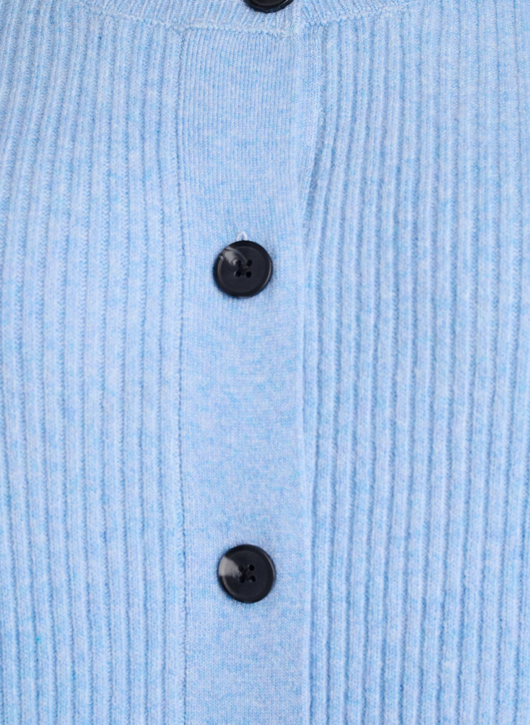 ZizziVest van ribtricot met knopen, Blauw, Packshot image number 2