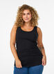 Effen gekleurd basic top in katoen, Zwart, Model image number 0