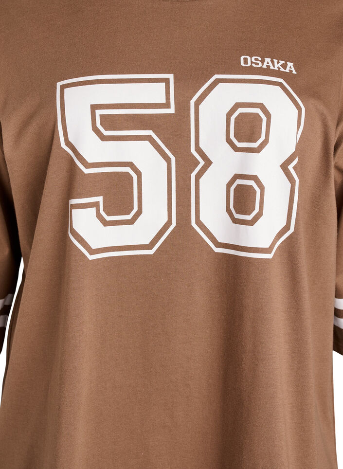 Oversized college T-shirt met 3/4 mouwen, Bruin, Packshot image number 2