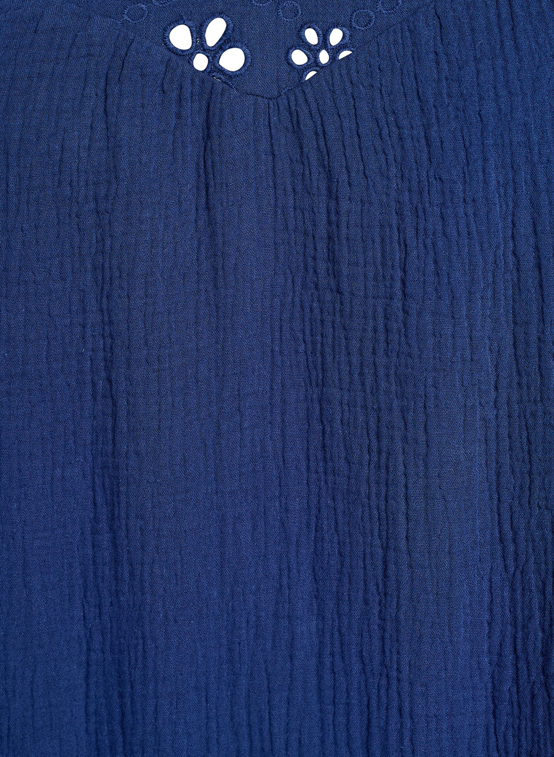 Zizzi Blouse en mousseline de coton avec broderie anglaise et manches 1/2, Bleu, Packshot image number 2