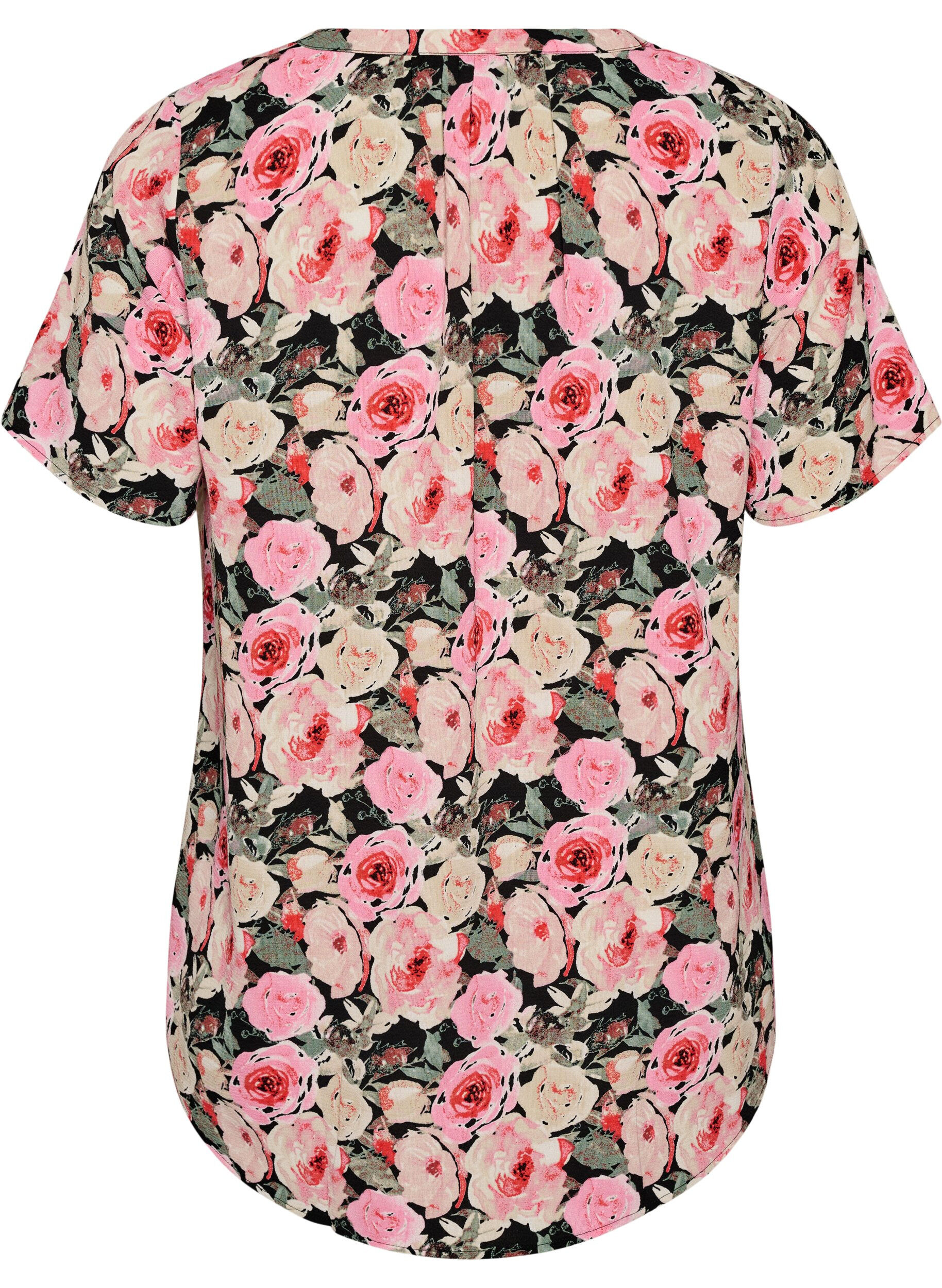 ZizziBlouse met korte mouwen en v-halslijn, Roze, Packshot image number 1