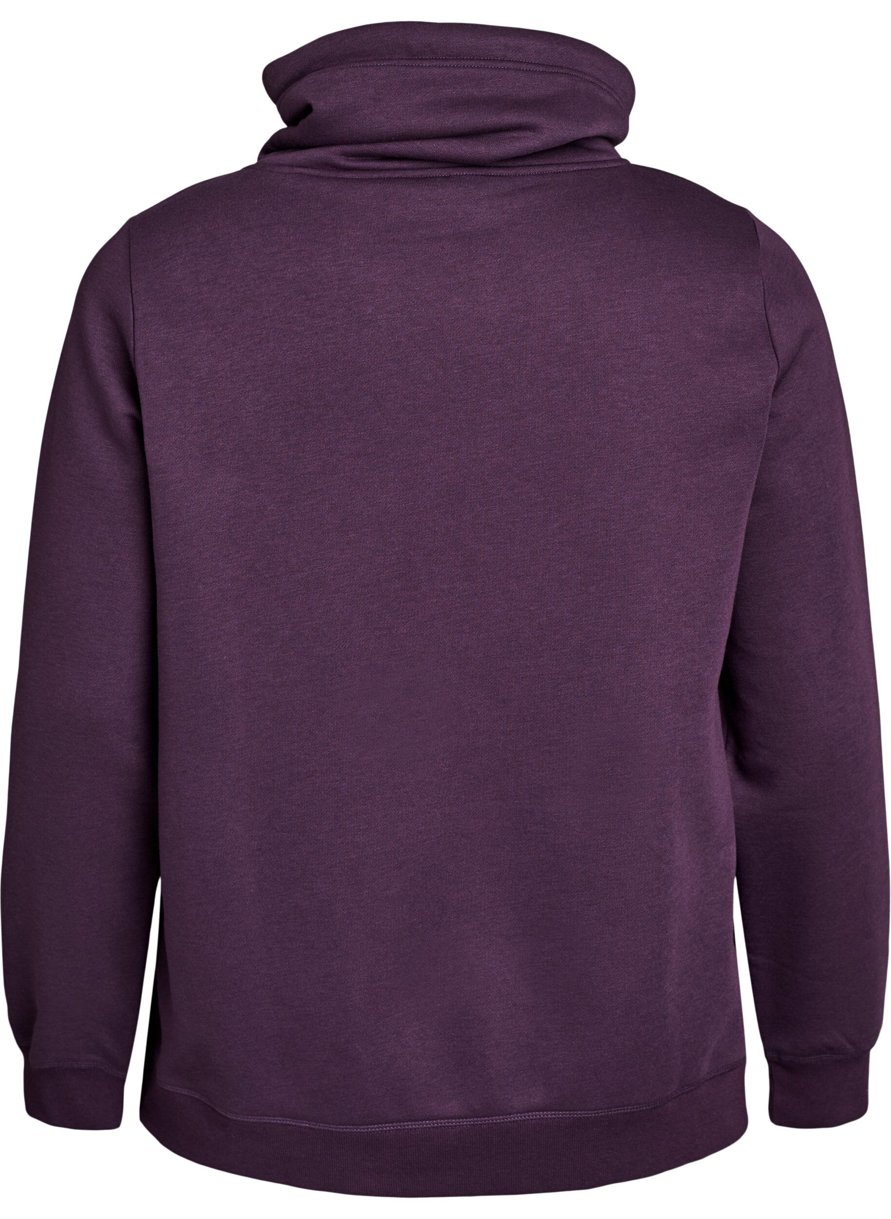ZizziFLASH - Sweatshirt met hoge kraag en zakken, Paars, Packshot image number 1