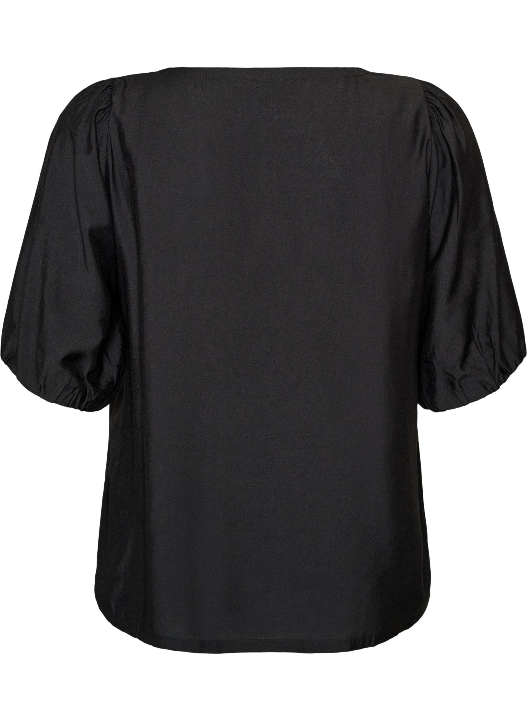 ZizziViscose blouse met V-hals, Zwart, Packshot image number 1