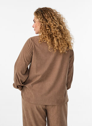 ZizziOverhemdblouse met lange mouwen in corduroy, Caribou, Model image number 1