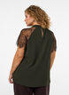 Blouse met korte kanten mouwen en hoge hals, Groen, Model image number 2