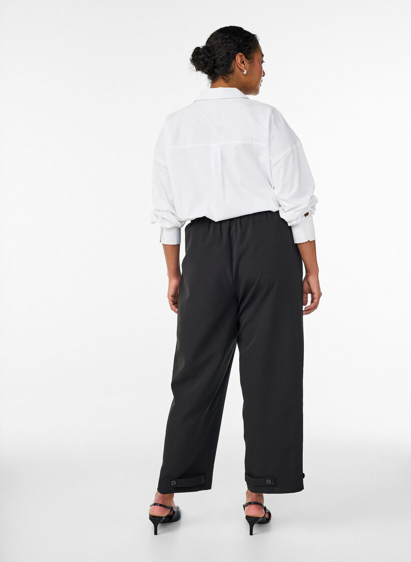 High-waisted broek met riem, Zwart, Model image number 1