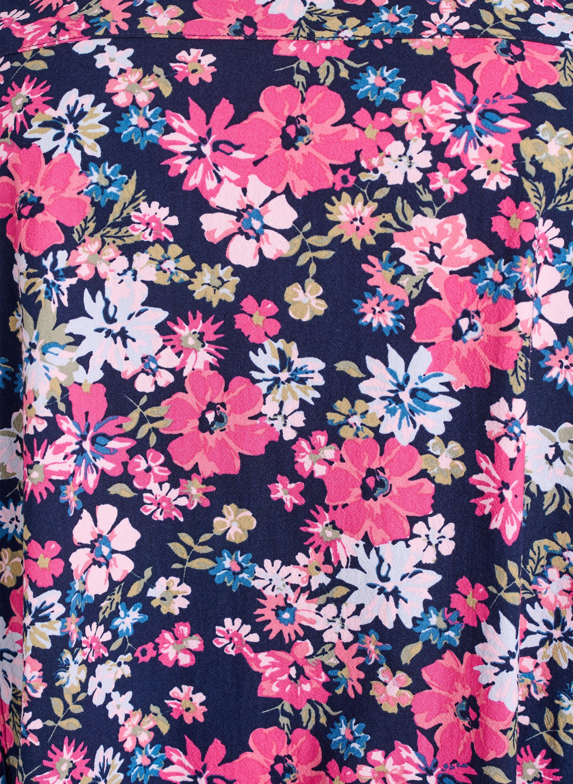 ZizziKatoenen jurk met korte mouwen en print, Blauw, Packshot image number 2