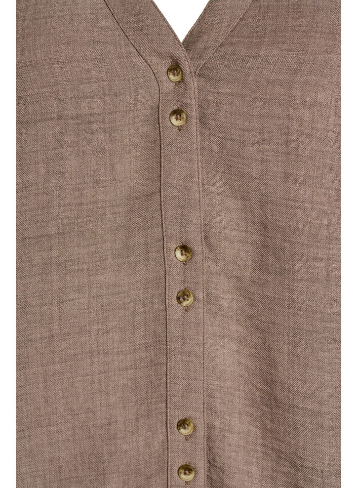 Chemisier &agrave; col en V et manches courtes, Marron, Packshot image number 2