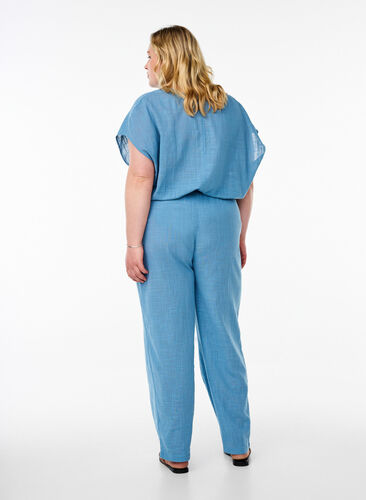 ZizziFLASH - Broek met rechte pijpen en een hoge taille, Blauw, Model image number 1