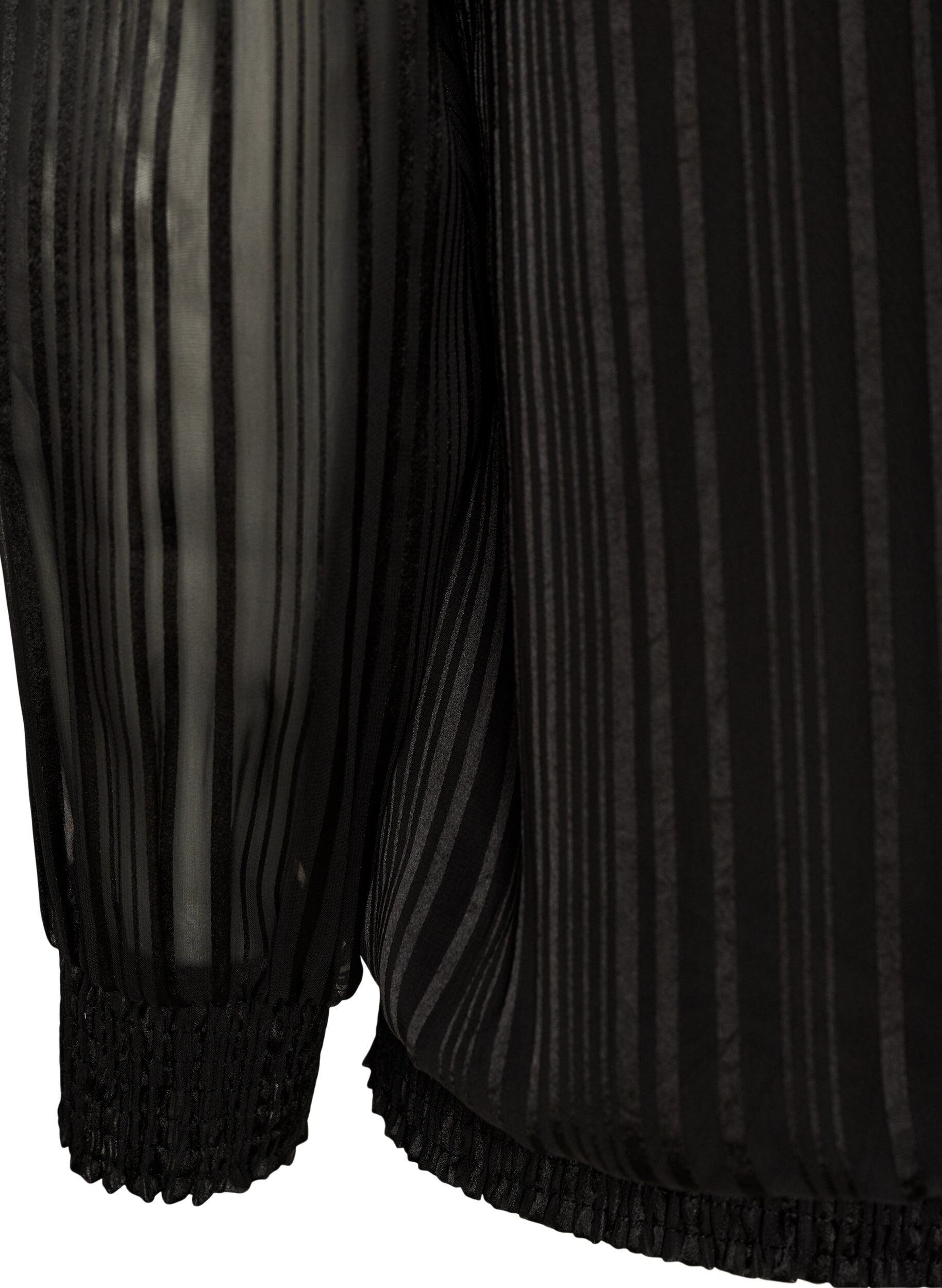 ZizziGestreepte blouse met ballonvorm, Zwart, Packshot image number 3