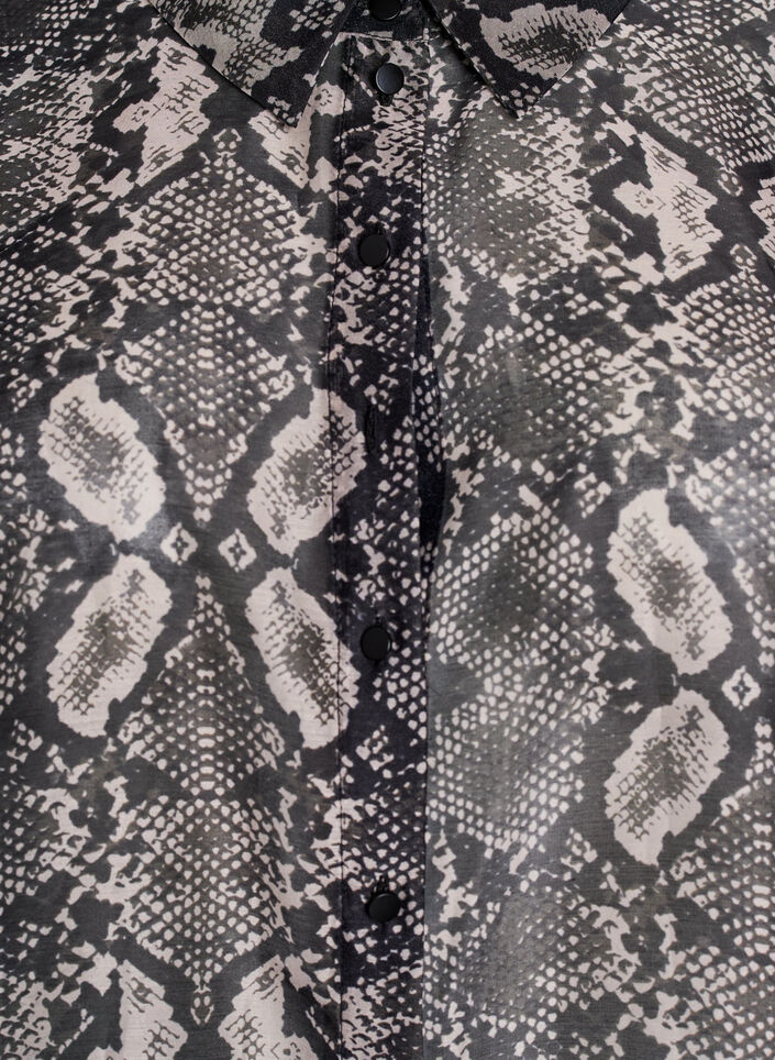 Blouse met lange mouwen en slangenprint, Grijs, Packshot image number 2